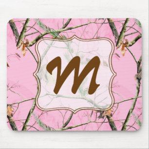 Roze Camouflage Monogram Initiaal Muismat