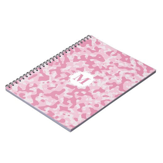 Roze Camouflage Monogram Initiaal Notitieboek (Linkerzijde)
