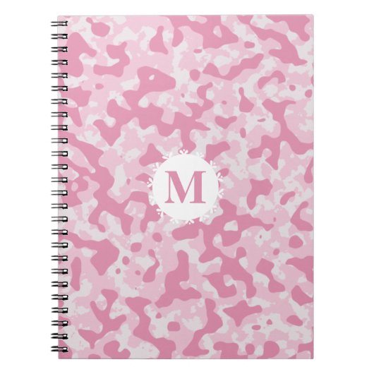 Roze Camouflage Monogram Initiaal Notitieboek (Voorkant)