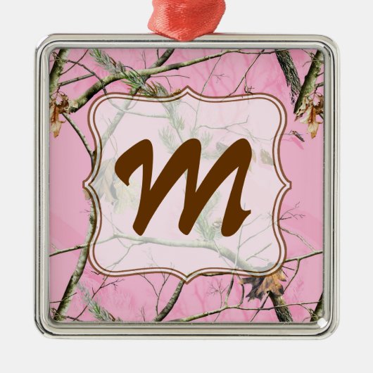 Roze Camouflage Monogram Initiaal Ornament (Voorkant)