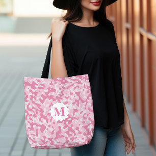 Roze Camouflage Monogram Initiaal Tote Bag