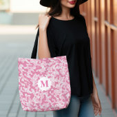 Roze Camouflage Monogram Initiaal Tote Bag