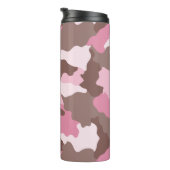 Roze Camouflage Monogram Naam Roze Camouflage Thermosbeker (Geroteerd rechts)