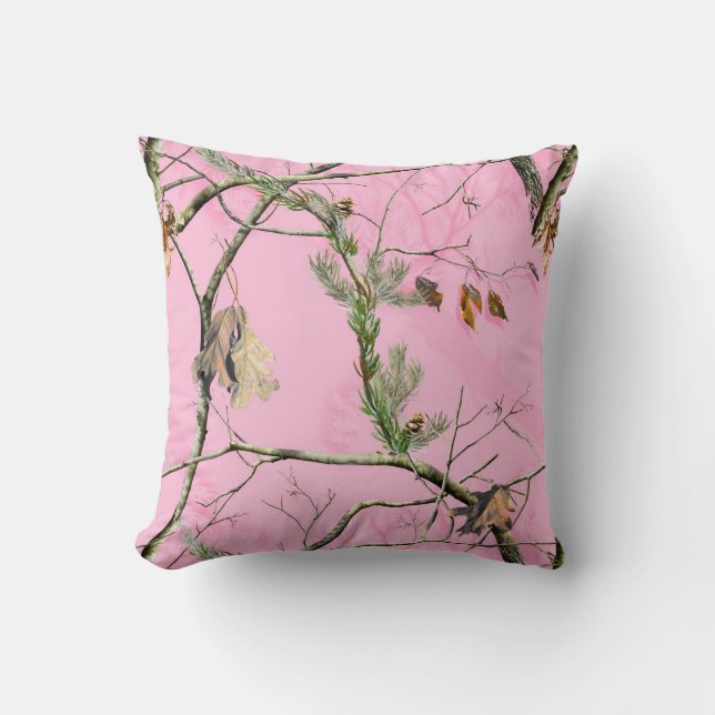 Roze Camouflage Monogram Throw Couch Pillow Kussen (Voorkant)