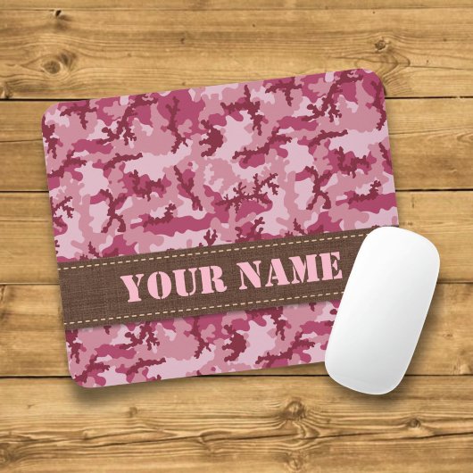 Roze camouflage muismat