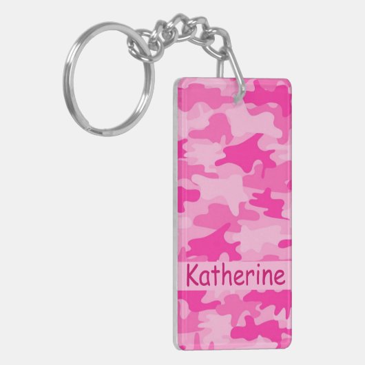 Roze Camouflage Naam op maat Sleutelhanger (Voorkant Links)