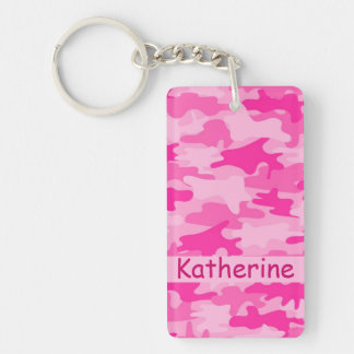 Roze Camouflage Naam op maat Sleutelhanger