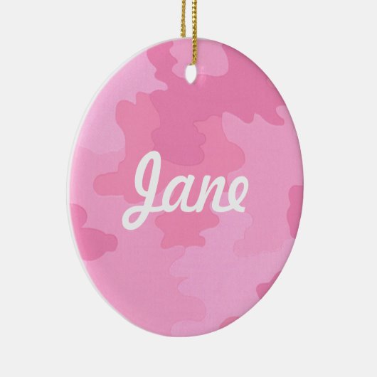 Roze Camouflage Naam Ornament (Rechts)