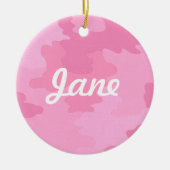 Roze Camouflage Naam Ornament (Voorkant)