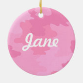 Roze Camouflage Naam Ornament (Achterkant)