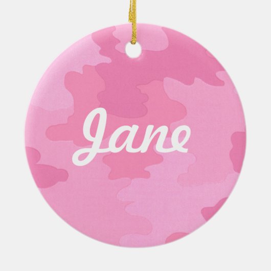Roze Camouflage Naam Ornament (Achterkant)