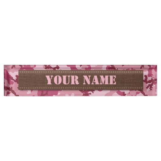 Roze camouflage naambordje (Voorkant)