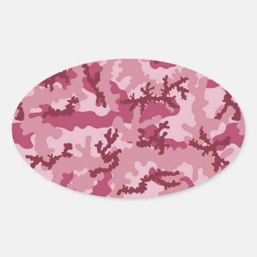 Roze camouflage ovale sticker (Voorkant)