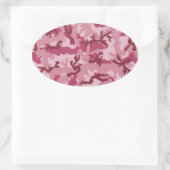Roze camouflage ovale sticker (Tas)