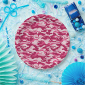 Roze Camouflage Papieren Bordje (Feest)