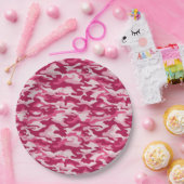 Roze Camouflage Papieren Bordje (Feest)