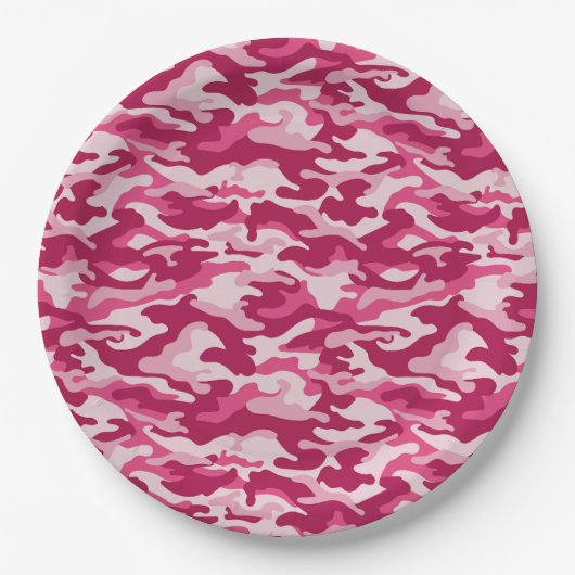 Roze Camouflage Papieren Bordje (Voorkant)