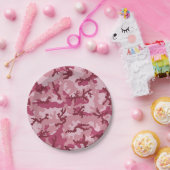 Roze camouflage papieren bordje (Feest)