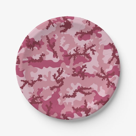 Roze camouflage papieren bordje (Voorkant)