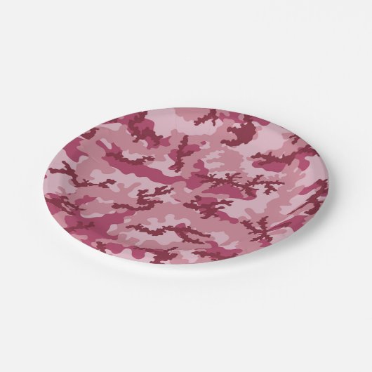 Roze camouflage papieren bordje (Gekanteld)