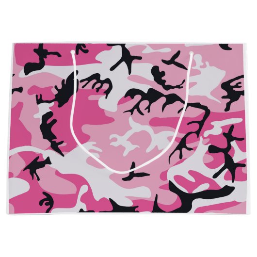 Roze Camouflage Patroon Groot Cadeauzakje (Voorkant)