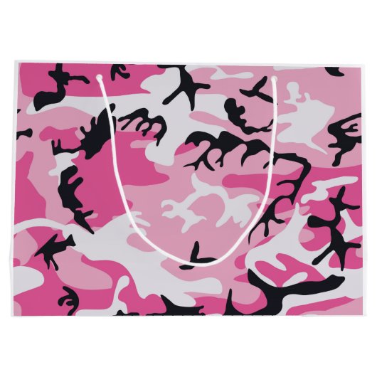 Roze Camouflage Patroon Groot Cadeauzakje (Achterkant)