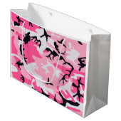 Roze Camouflage Patroon Groot Cadeauzakje (Voorkant Gekanteld)
