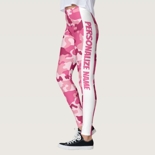 Roze camouflage PERSONALISEREN Leggings (Links)