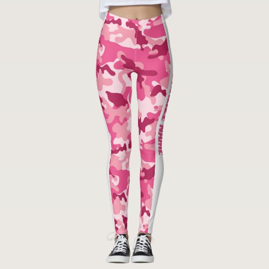 Roze camouflage PERSONALISEREN Leggings (Voorkant)