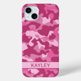 Roze Camouflage Persoonlijk iPhone 15 Mini Hoesje