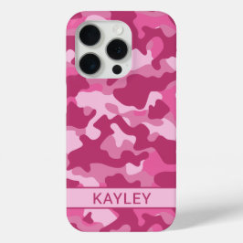 Roze Camouflage Persoonlijk iPhone 15 Pro Case