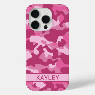 Roze Camouflage Persoonlijk iPhone 15 Pro Case