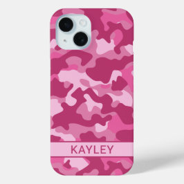 Roze Camouflage Persoonlijk iPhone 15 Case