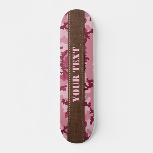 Roze camouflage persoonlijk skateboard (Voorkant)