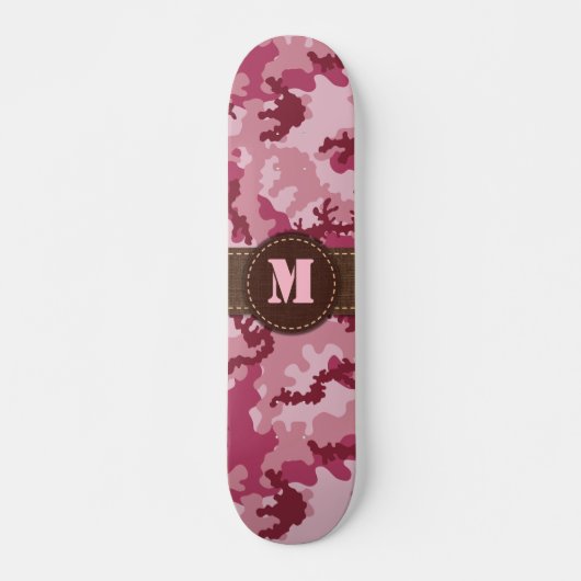 Roze camouflage persoonlijk skateboard (Voorkant)