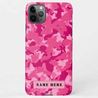 Roze camouflage, persoonlijke naamlabel iPhone 11Pro max hoesje