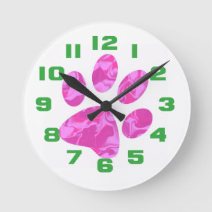 Roze Camouflage Poot Ronde Klok