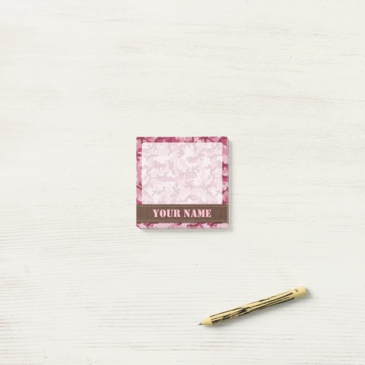 Roze camouflage post-it® notes (Op bureau)