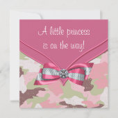 Roze Camouflage Princess Baby shower Kaart (Voorkant)