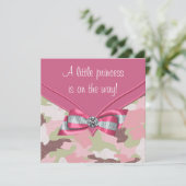 Roze Camouflage Prinses Baby Shower Kaart (Staand voorkant)