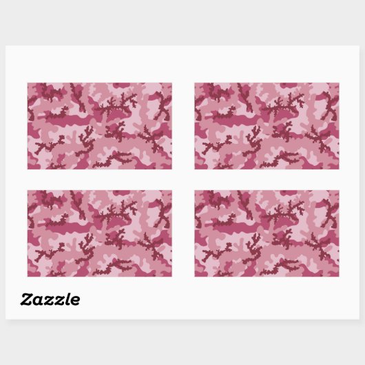 Roze camouflage rechthoekige sticker (Vel)