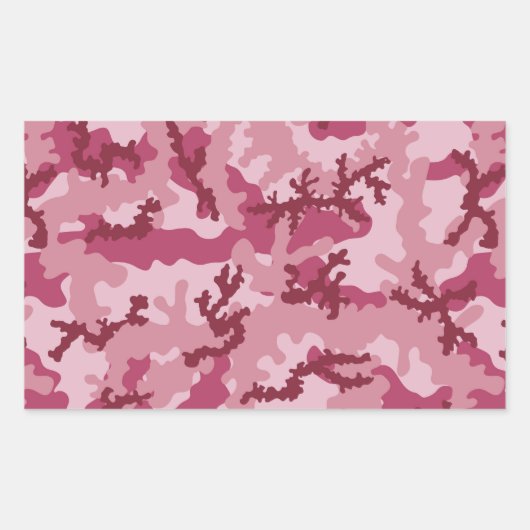 Roze camouflage rechthoekige sticker (Voorkant)