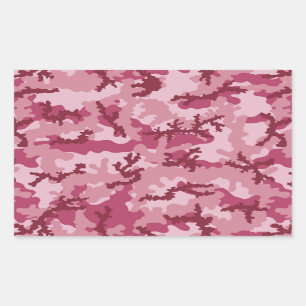 Roze camouflage rechthoekige sticker