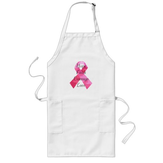 Roze Camouflage Ribbon Faith Apron Lang Schort (Voorkant)