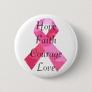Roze Camouflage Ribbon Faith Button