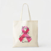 Roze Camouflage Ribbon Faith Canvas tas (Voorkant)