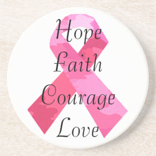 Roze Camouflage Ribbon Faith Onderzetter