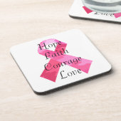 Roze Camouflage Ribbon Faith Onderzetters (Linkerzijde)