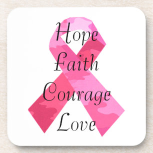 Roze Camouflage Ribbon Faith Onderzetters