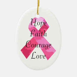 Roze Camouflage Ribbon Faith Oval Ornament